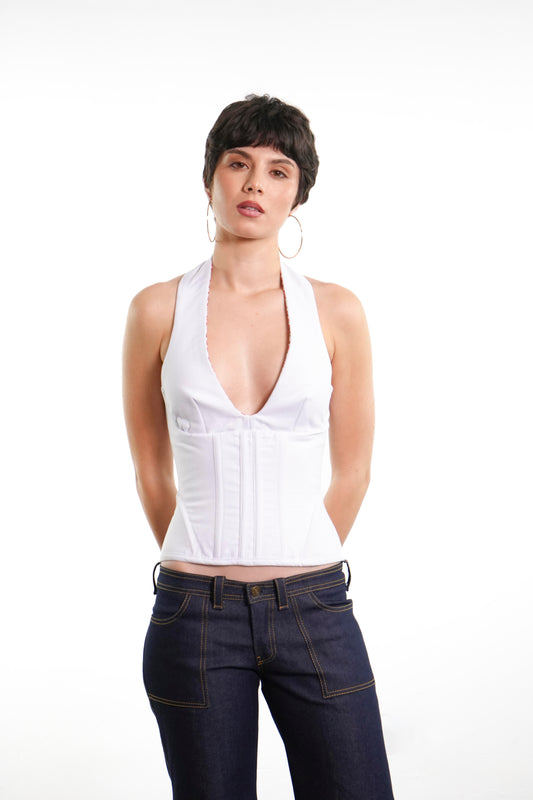 Corsé Manila Reversible (Flores/Denim Blanco)