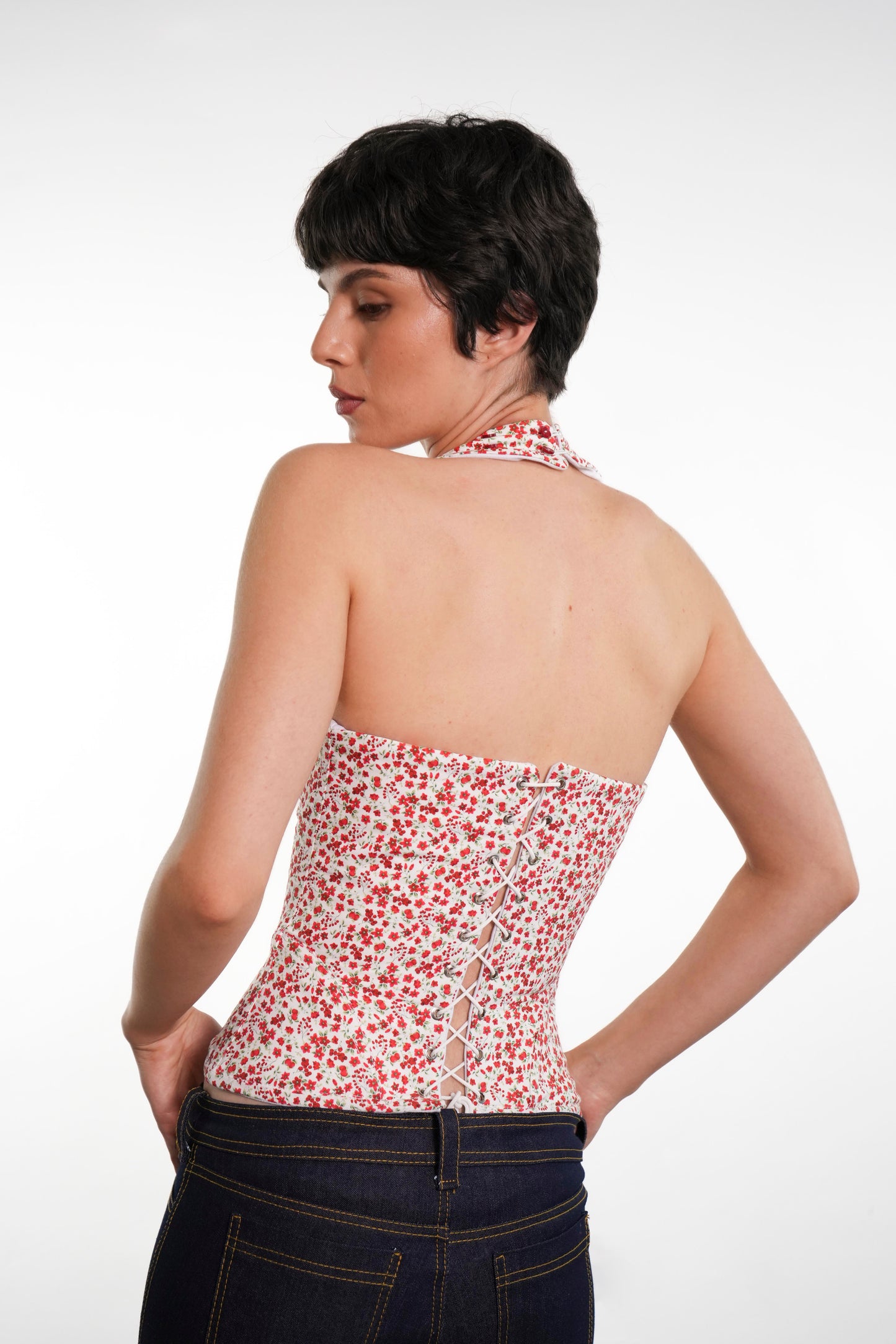 Corsé Manila Reversible (Flores/Denim Blanco)