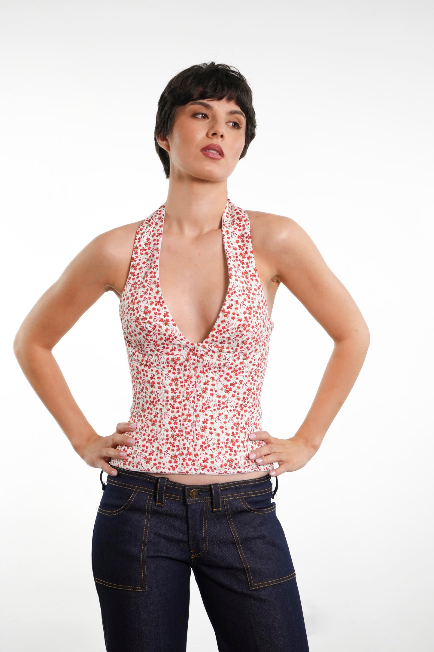 Corsé Manila Reversible (Flores/Denim Blanco)