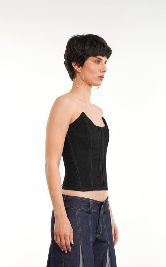 Corsé Mara Reversible (Denim Azul/ Denim Negro)