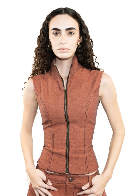 Chaleco Denim Naranja