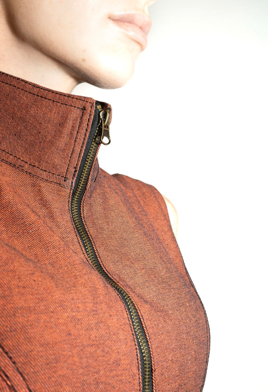 Chaleco Denim Naranja