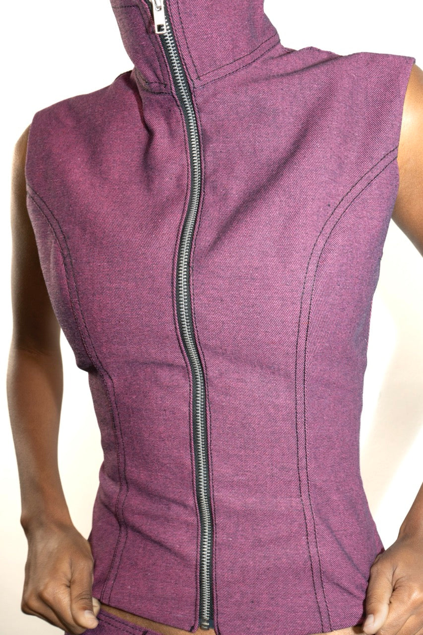 Chaleco Denim Fucsia