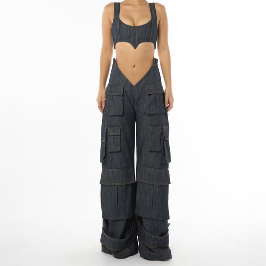 Corset corazón denim