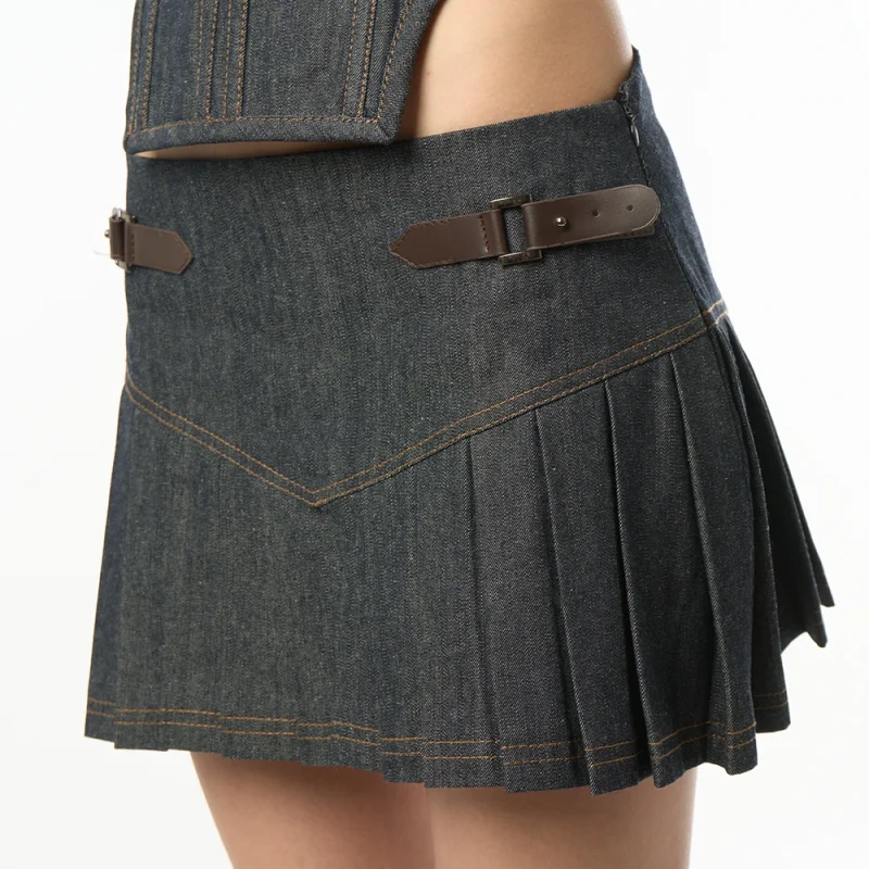 Pleated Denim Skirt · Serrastudio